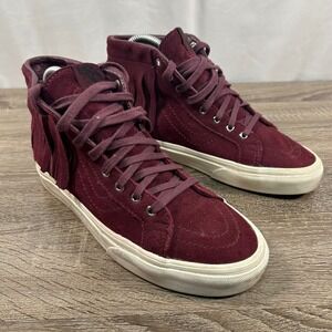 Vans Sk8-Hi Fringe Burgundy Suede High Top Sneakers Womens 8 Mens 6.5 721277